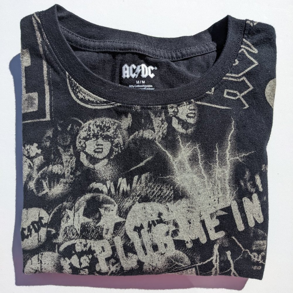AC/DC Band Graphic Tee T-Shirt Black Size M Medium
